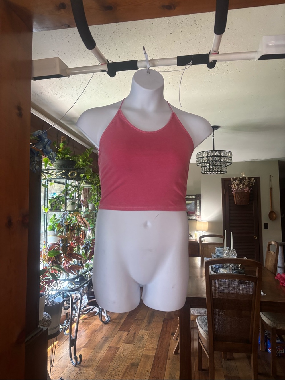 American Eagle Outfitters Women’s Halter Crop Tank Top Strappy Back Sz M - Pink